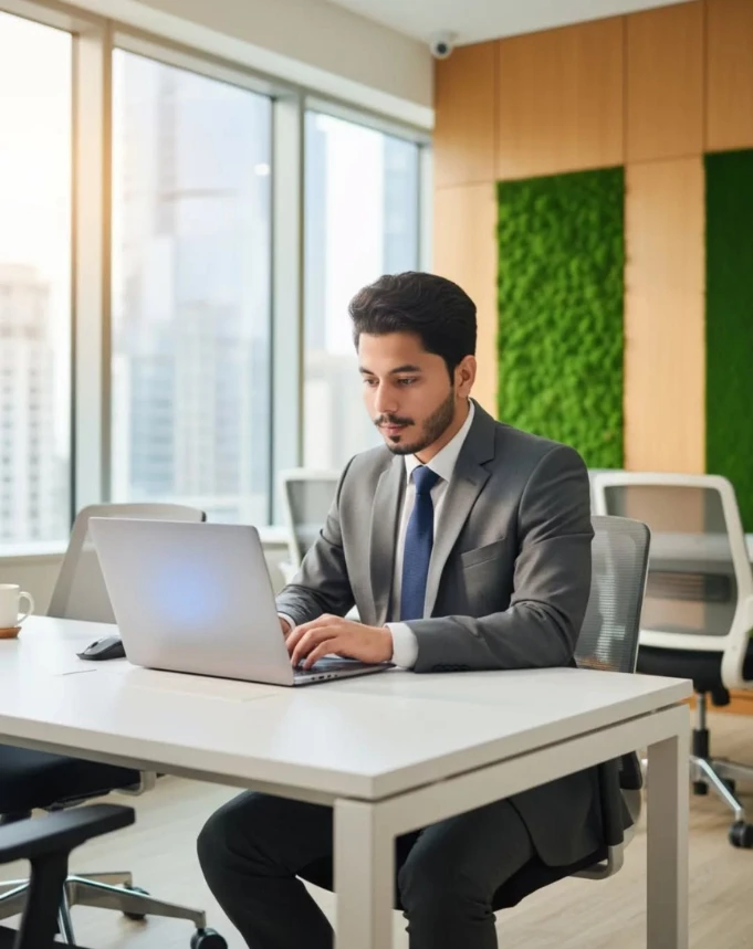 Man Working on Laptop